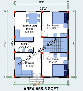 house plan 24 × 30 north face 2bhk