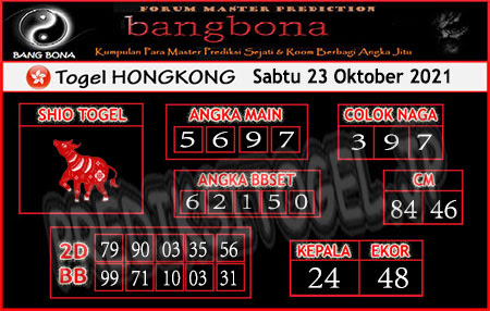 Prediksi Bangbona HK Sabtu 23 Oktober 2021