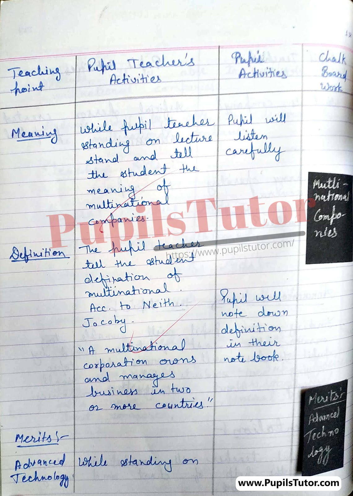 How To Make Business Studies Lesson Plan For Class 12 On MNC Companies In English – [Page And Photo 4] – pupilstutor.com