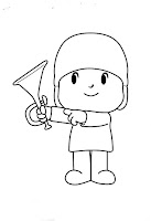 Pocoyo with trumpet coloring page