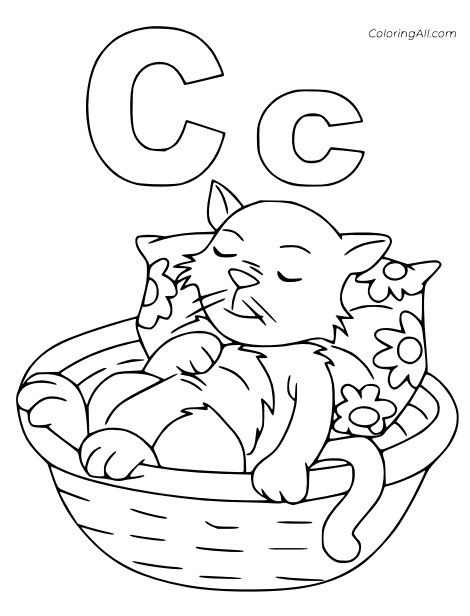 Letter C for Cat Coloring Pages
