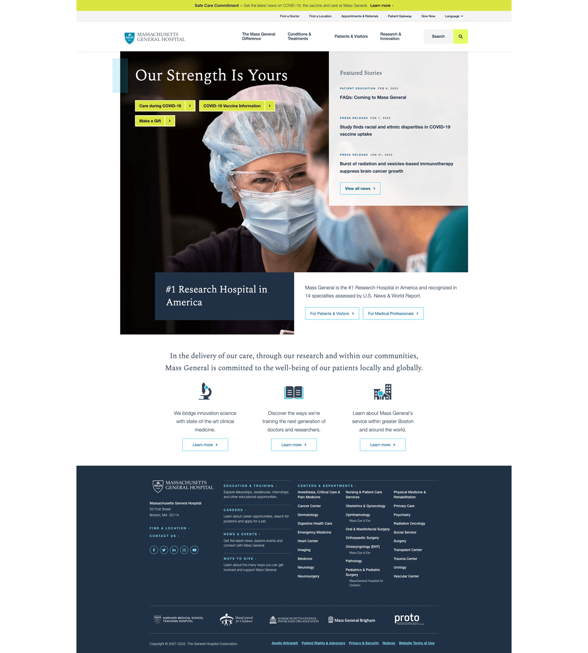 Massachusetts General Hospital healthcare website
