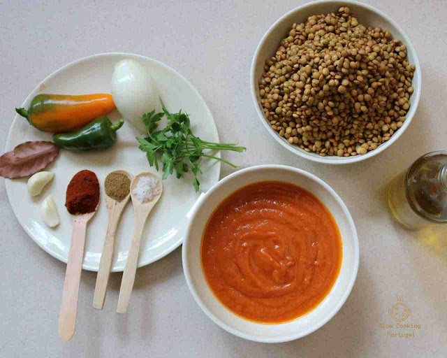 Estufado de lentilhas na crockpot