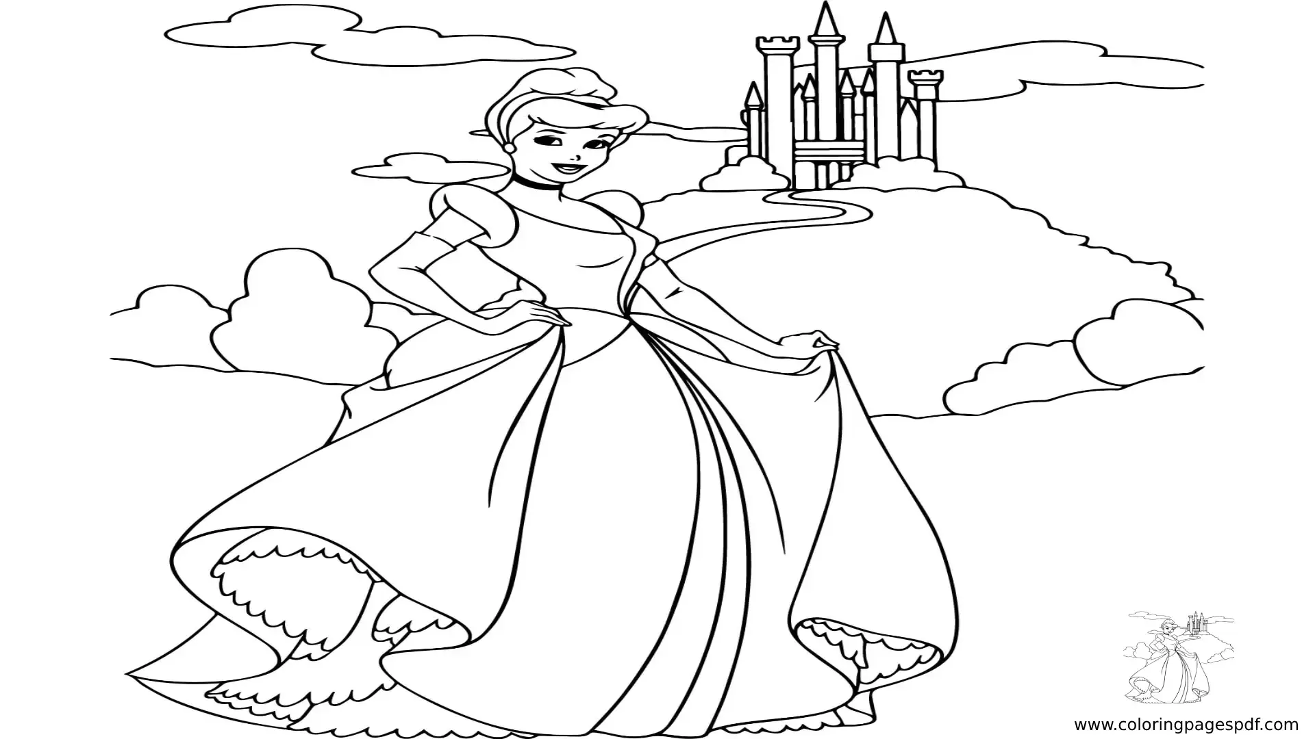 Coloring Pages Of Cinderella Outside The Castle