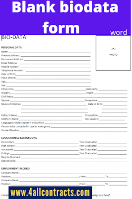 Biodata form free download