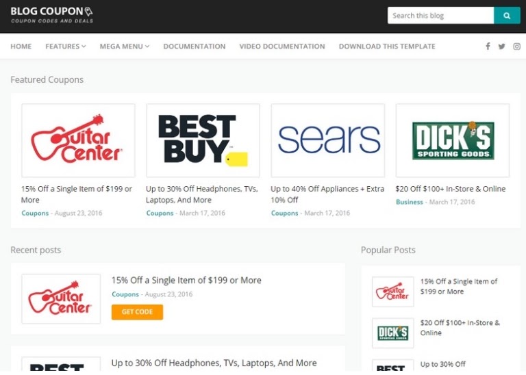 Coupon Blogger Template Free Download