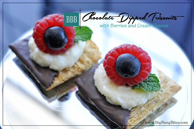 Chocolate Dipped Triscuits with Berries and Cream Cheese