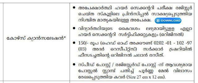 higher secondary course cancellation