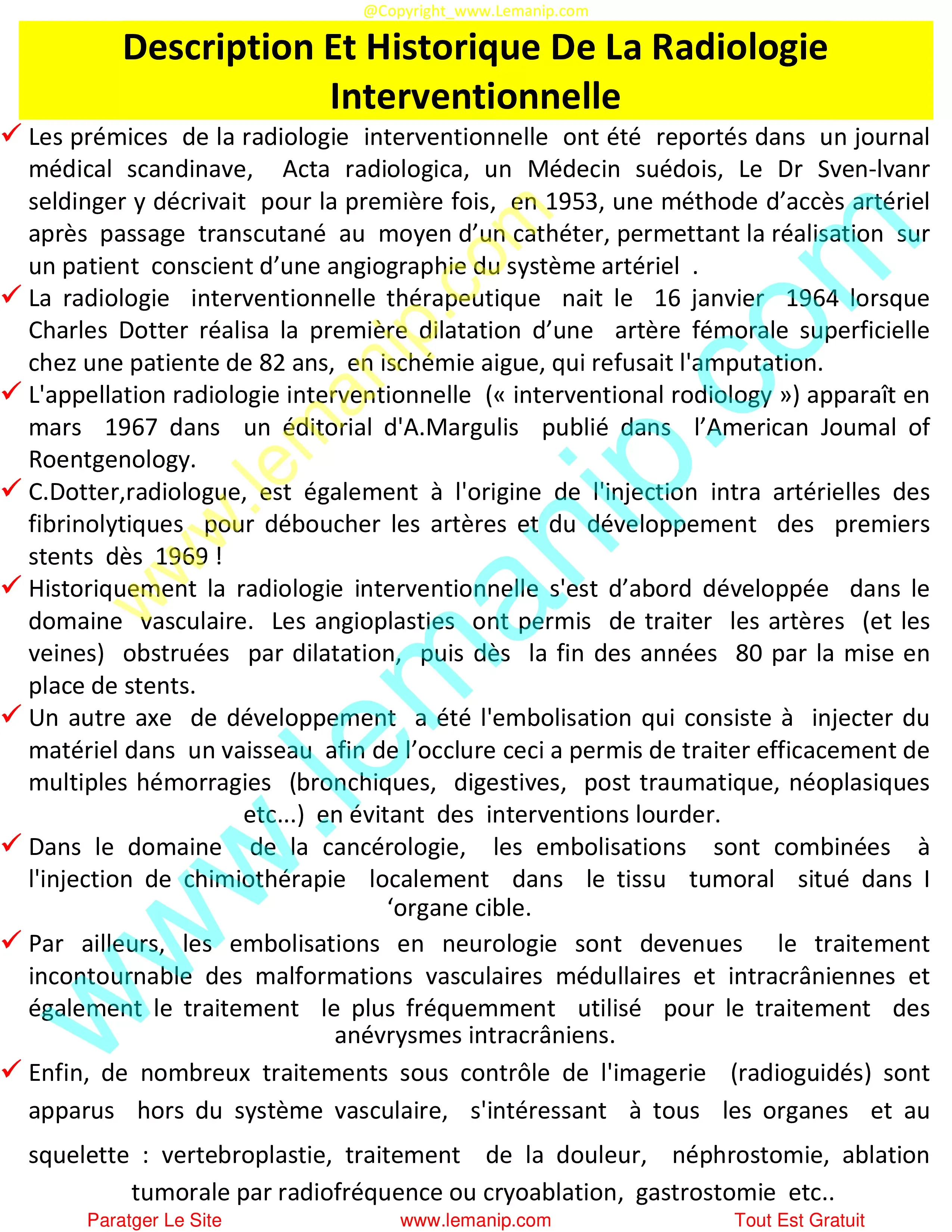 Description Et Historique De La Radiologie Interventionnelle