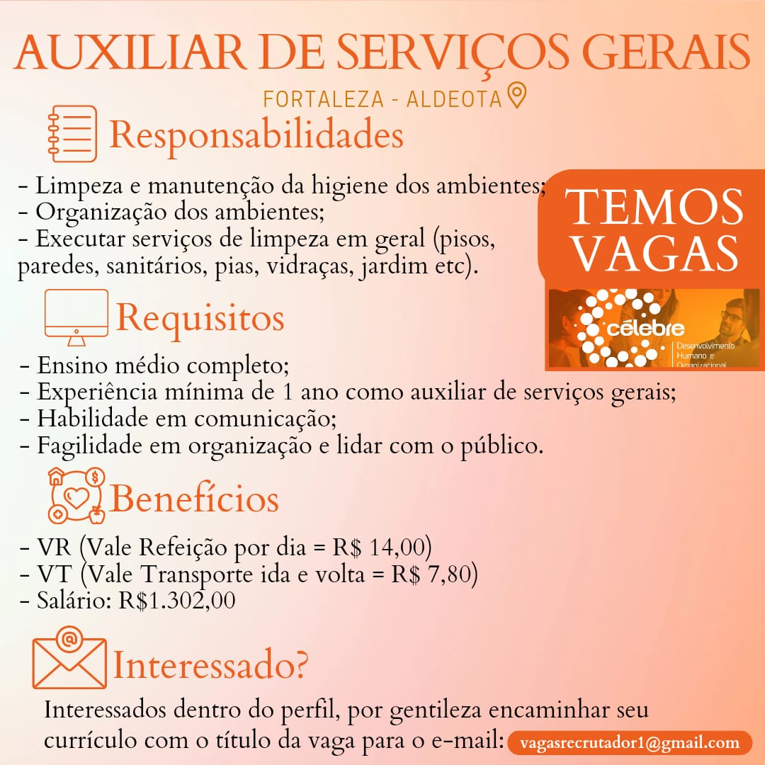 AUXILIAR DE SERVIÇOS GERAIS - FORTALEZA/CE