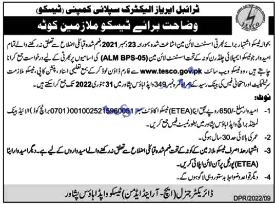 TESCO Jobs 2022 for Assistant Lineman ALM