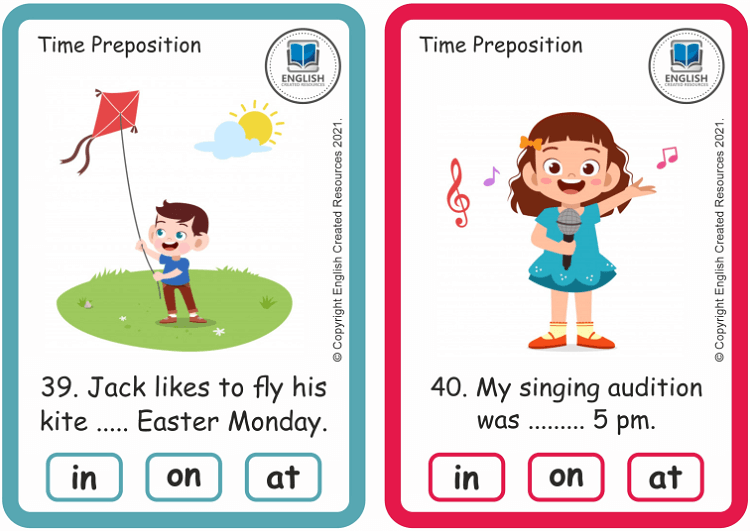 Grammar Activity: Preposition of Time | Task Cards