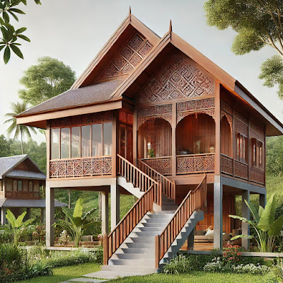 Traditional Wooden House Design with a Modern Touch