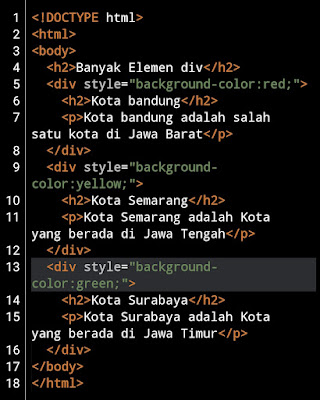 Contoh Program 4 : Banyak Elemen <div>