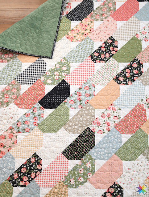 Top Notch quilt pattern by A Bright Corner in Country Rose fabric a fast and easy lap quilt pattern