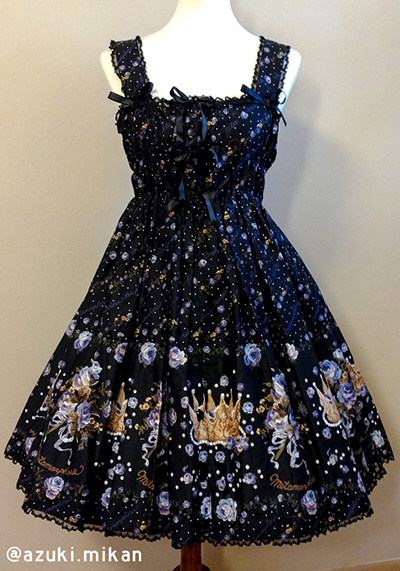 Metamorphose Princess Crown Bouquet Shirring JSK (2009) Black x Blue