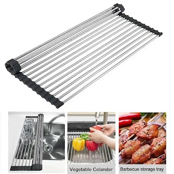 Over Sink Roll-up Stainless Steel Dish Drying Rack Hown - store