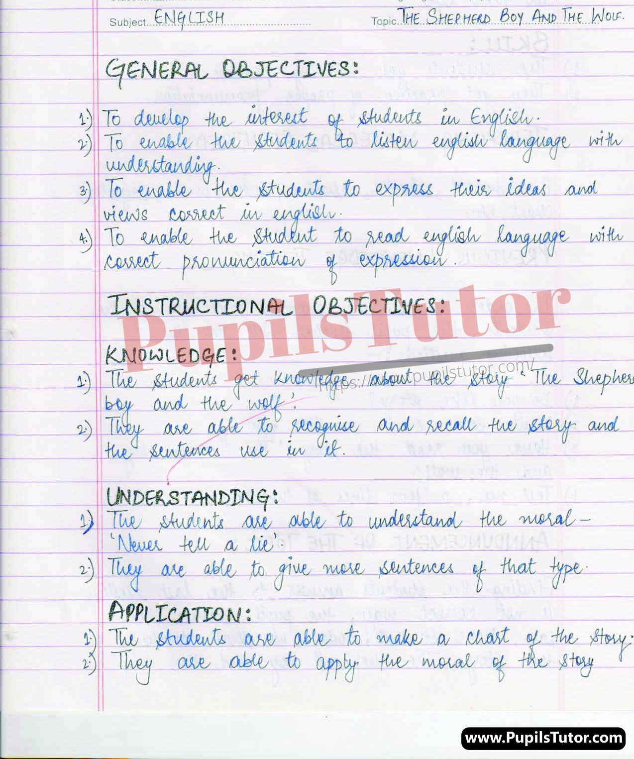 English Story Lesson Plan For Class 3 To 7 On The Shepherd Boy And The Wolf (Story) – (Page And Image Number 1) – Pupils Tutor