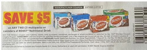$5.00/2 Boost Coupon from "SAVE" insert week of 1/2/22..
