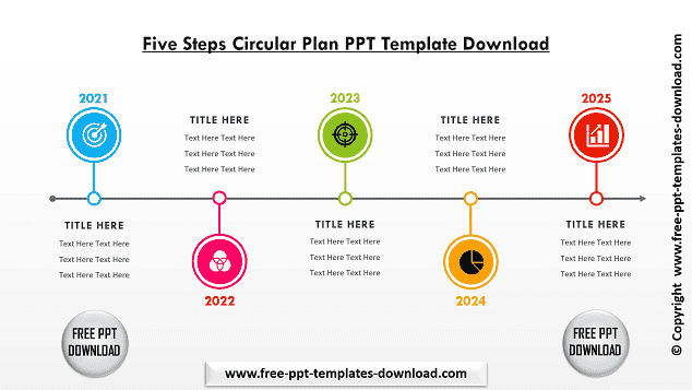 Five Steps Circular Plan PPT Template Download