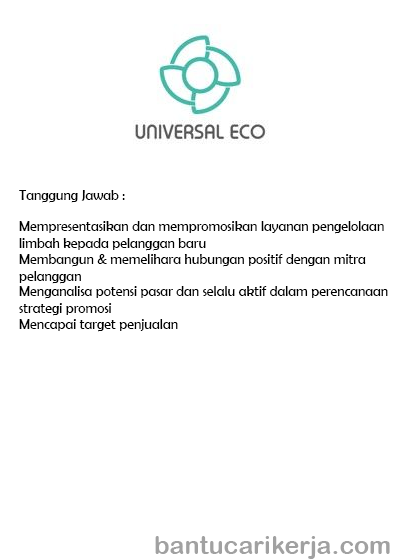 Marketing Engineer (Pontianak, Balikpapan, Banjarmasin) PT. Universal Eco Pasific