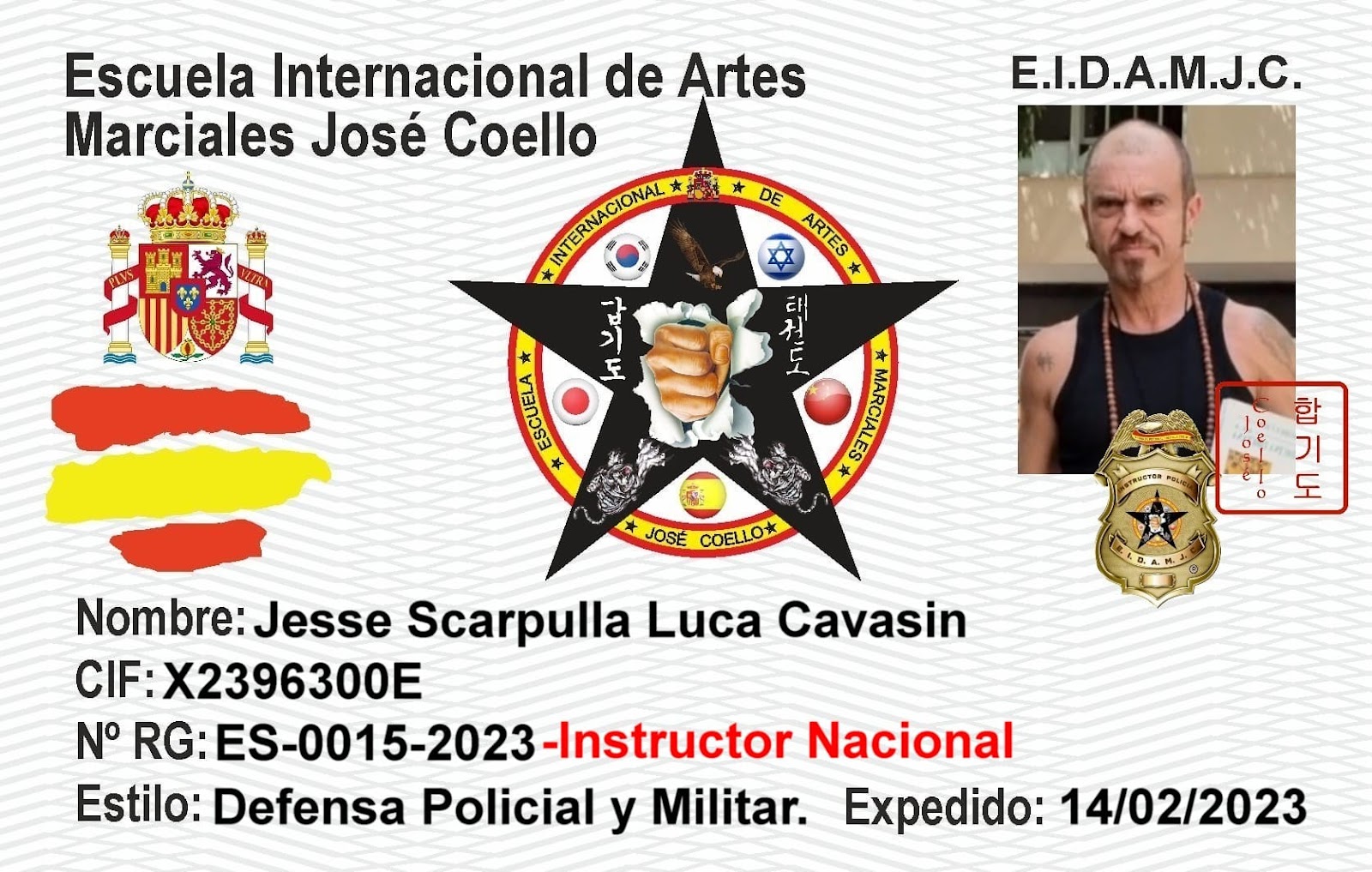 Instructor Nacional  de Defensa Policial, Cuerpo de Seguridad de el Estado y Militares.