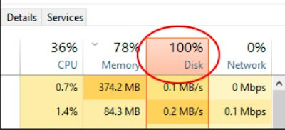 disk usage 100% windows