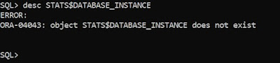 stats$database_instance, statspack check , install statspack