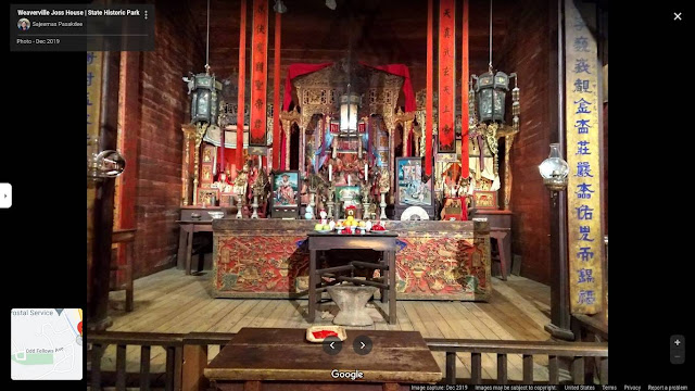 the inside of the Joss House in Weaverville CA USA on Highway 299