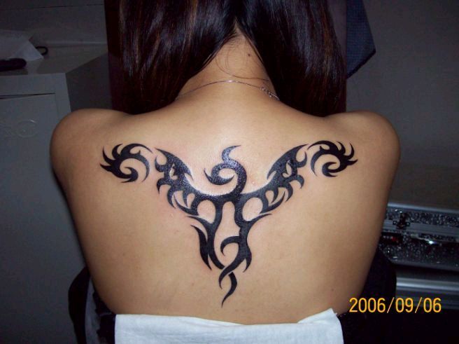 Girl's upper back tribal tattoos back tattoo for girls