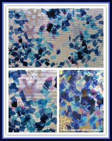 photo of: Winter Tissue Paper Collage on Contact Paper via RainbowsWithinReach Snowflake RoundUP