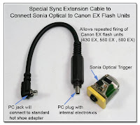 CP1056: Special Sync Extension Cable to Connect Sonia Optical Trigger to Canon EX Flash Units for Repeat Firing