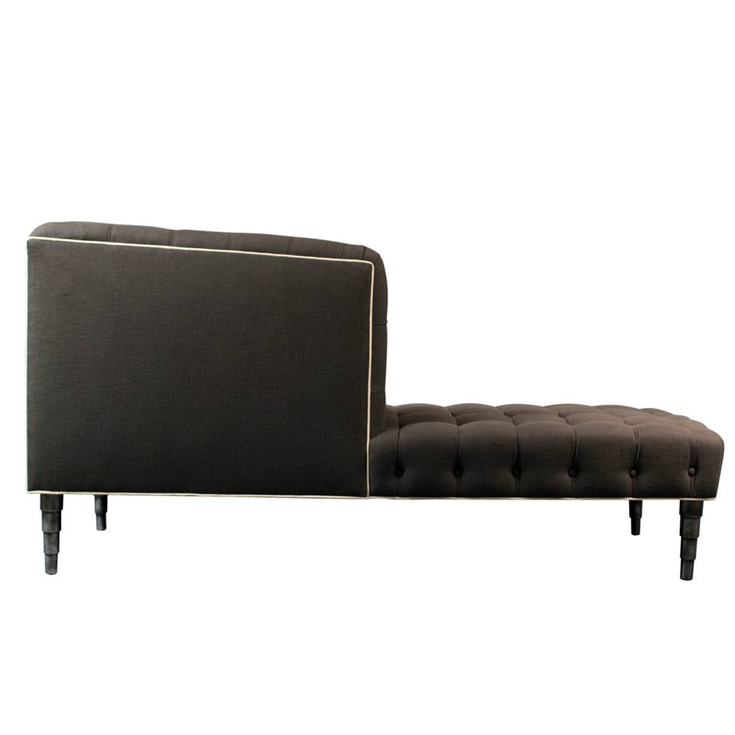 Anderson Charcoal and Cream Tufted Linen Chaise