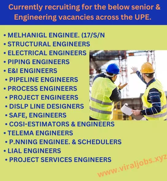 Currently recruiting for the below senior & Engineering vacancies across the UPE.