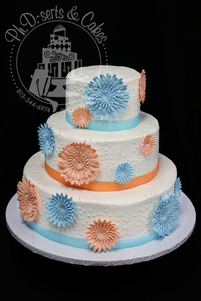 orange blue daisy wedding cake phdserts It's just enough color to bring the