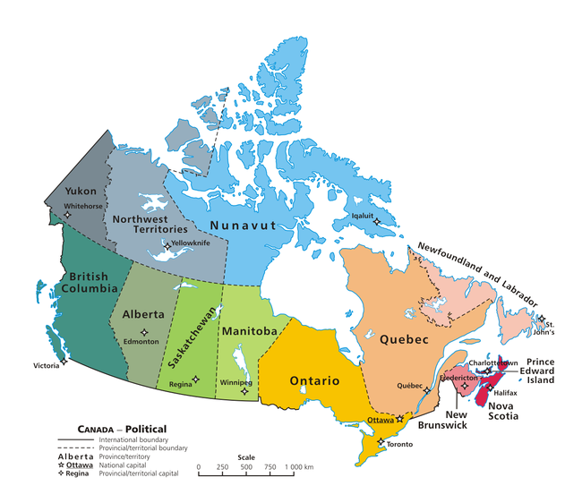 political map of us and canada. physical map of us and canada.