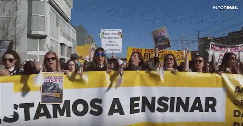 manifestation d’enseignants et personnels non enseignants à Lisbonne