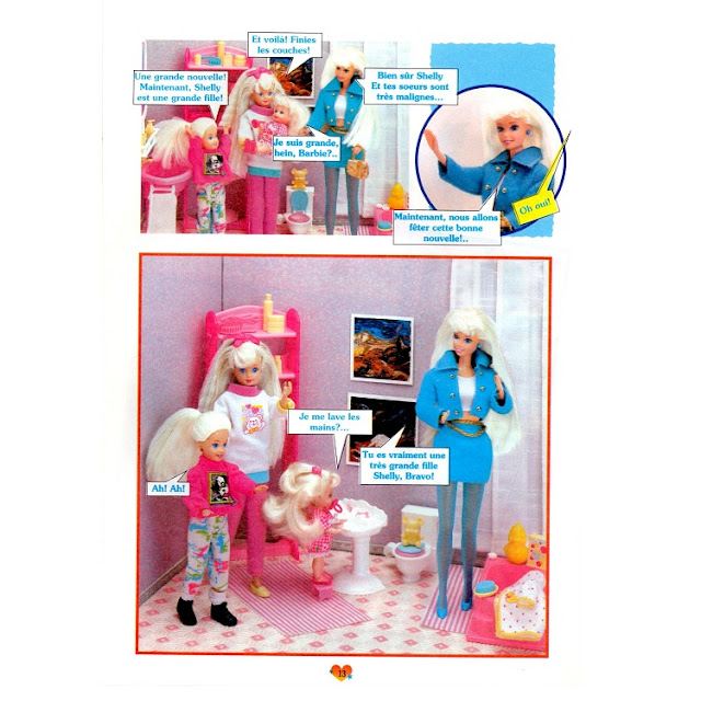 Septième page du roman-photos de Barbie, Shelly à l'heure du pot.