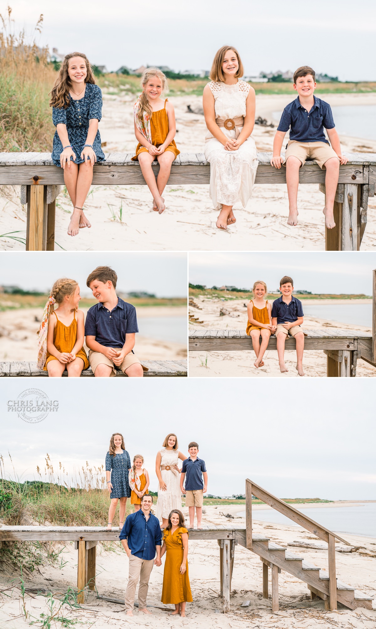photo of family sitting on a beach walkway - lifestyle family photo -