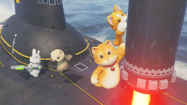 Screenshot of animals fighting on a submarine in Party Animals