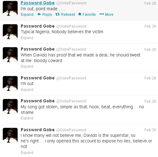 davido steals gobe song