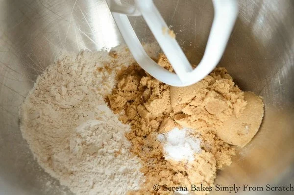 Brown Sugar, Flour, Salt in bowl to make Coffee Cake Crumb.