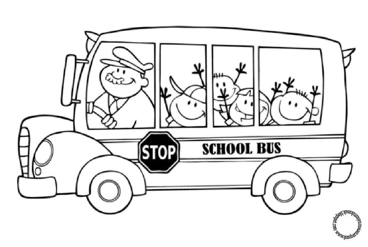  Gambar  Mewarnai  Bus  Sekolah  Untuk Anak Gambar  Mewarnai  