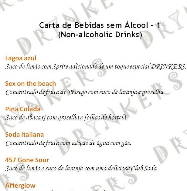 Drinkers: Carta de Bebidas