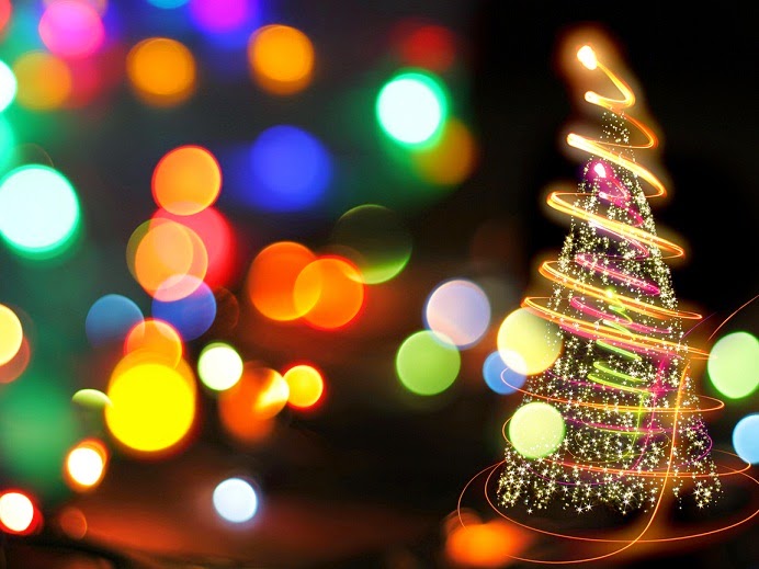 Combination of colorful tree lights and bokeh