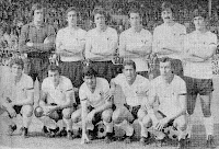 BURGOS CF Temporada 1975-76. Gorospe, Ruiz Igartua, Herrero, Romero, Krešić y Viteri. Gómez, Garrido, Vallejo, Machicha y Adzić. BURGOS CF 1 🆚 BARCELONA ATLÉTICO 1 Domingo 07/09/1975. Campeonato de Liga de 2ª División, jornada 1. Burgos, estadio El Plantío. GOLES: ⚽0-1: 4', Carrasco. ⚽1-1: 15', Krešić.