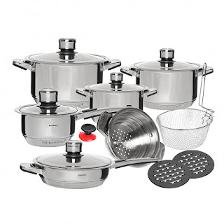  Set de oale din inox Klausberg, 16 piese, inductie, capac, accesorii