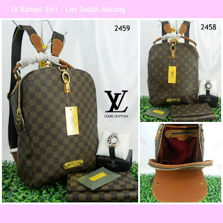 RACHMIRA SHOP Tas LV Ransel Logo Kotak Matang RACHMIRA SHOP Tas LV Ransel Logo Kotak Matang