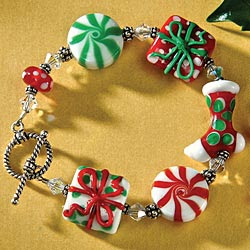 Stocking and Candies & Presents Glass Bracelet