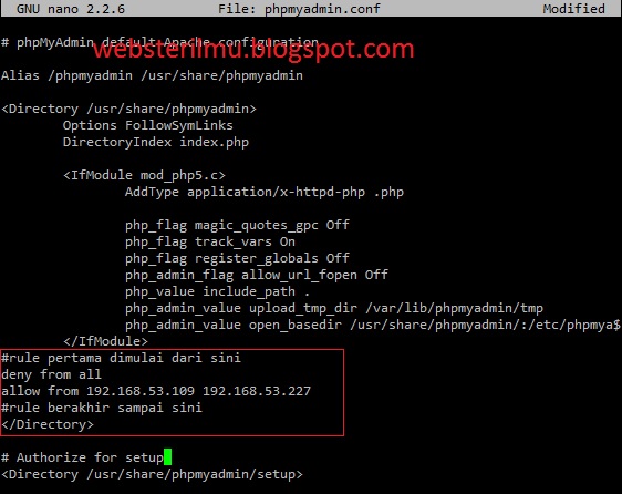Cara Membatasi Akses phpmyadmin server berdsarkan IP adress di Ubuntu 14.04 LTS